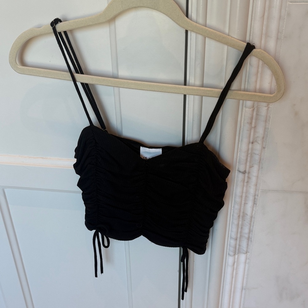 Elegant Black Ruched Camisole Top